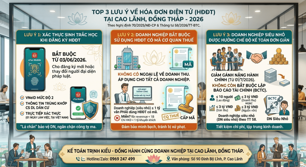 3 lưu ý về hóa đơn điện tử cho doanh nghiệp tại cao lãnh tỉnh đồng tháp
